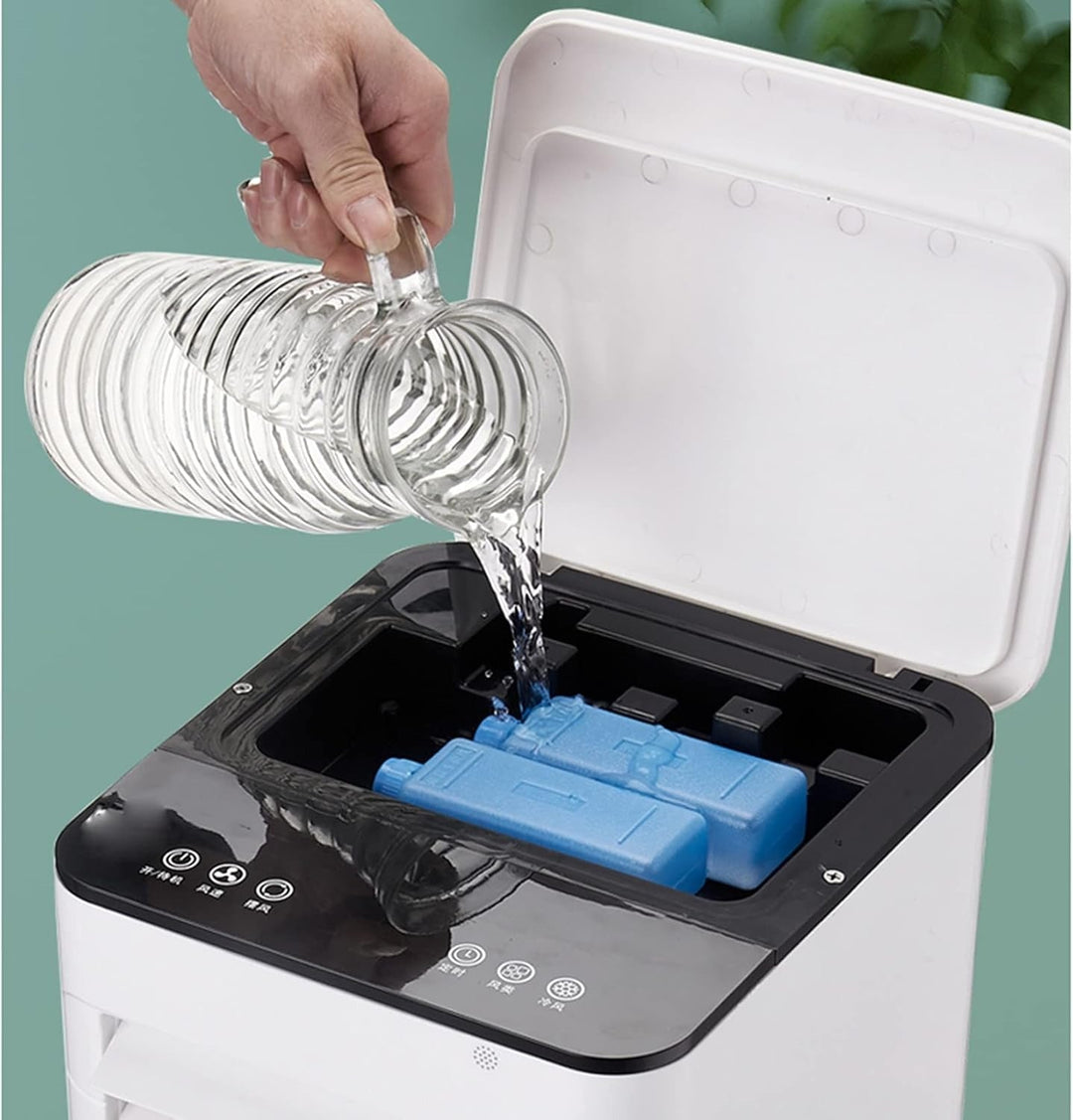 Portable evaporative air cooler with 3-in-1 function, providing efficient cooling, humidification & air purification.