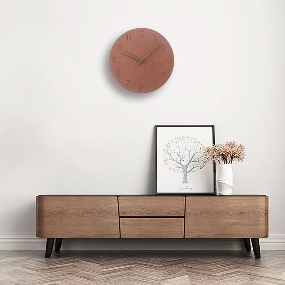Elegant natural wood silent wall clock, 11.4 inches. Enhances modern Nordic design & home interior.