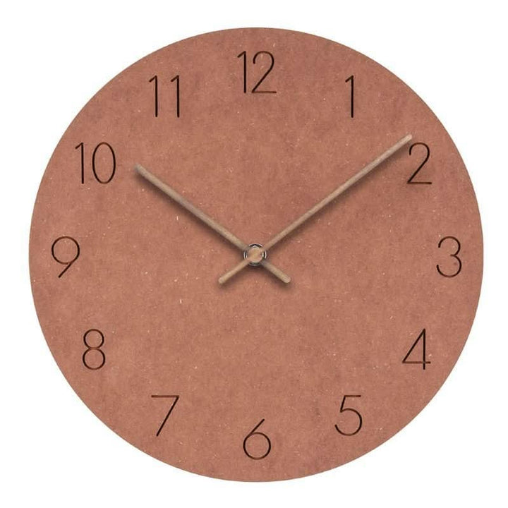 Natural wood finish 11.4-inch silent wall clock. Modern minimalist design for elegant home or office decor.