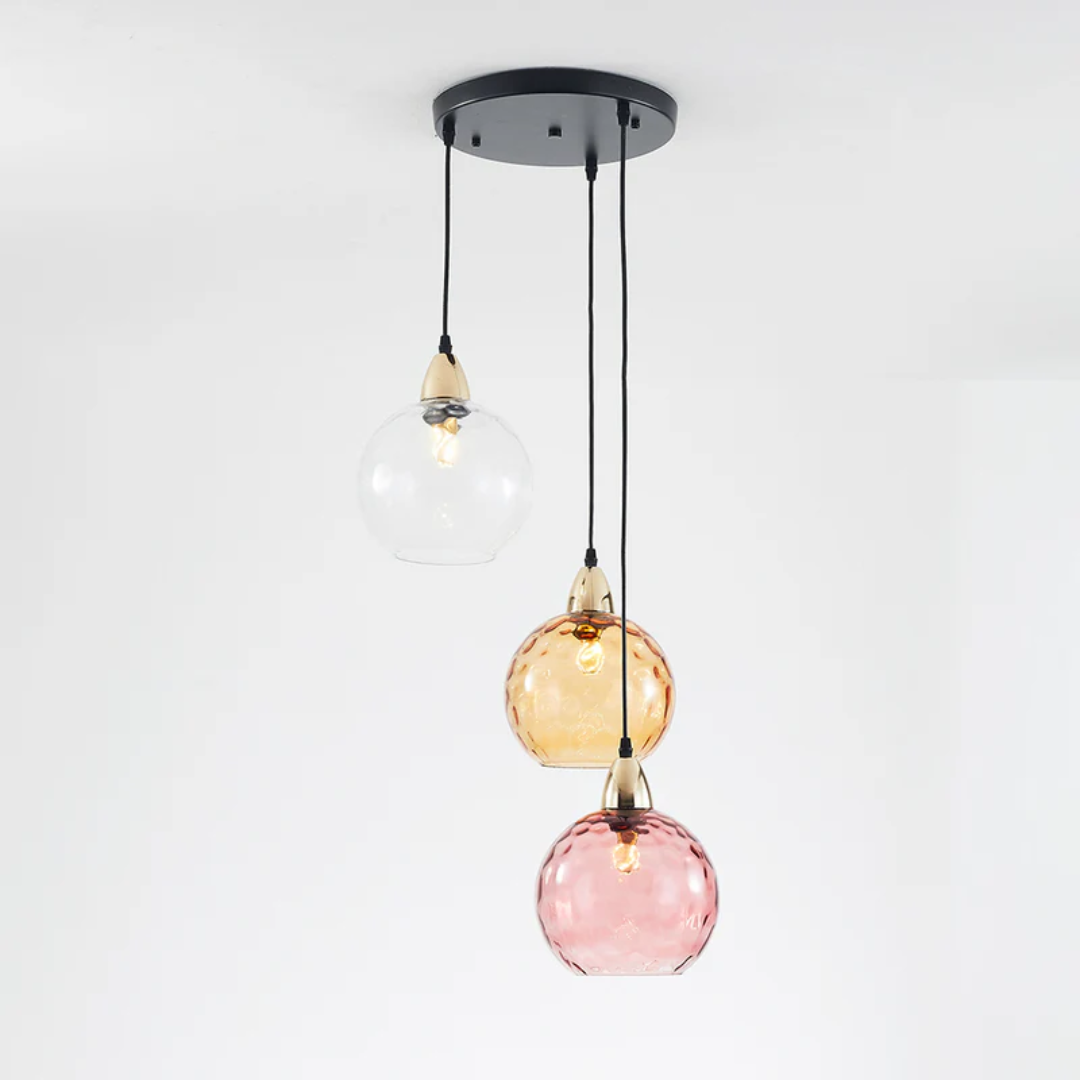 Sleek interior design 3-light cluster lamp, modern adjustable height.