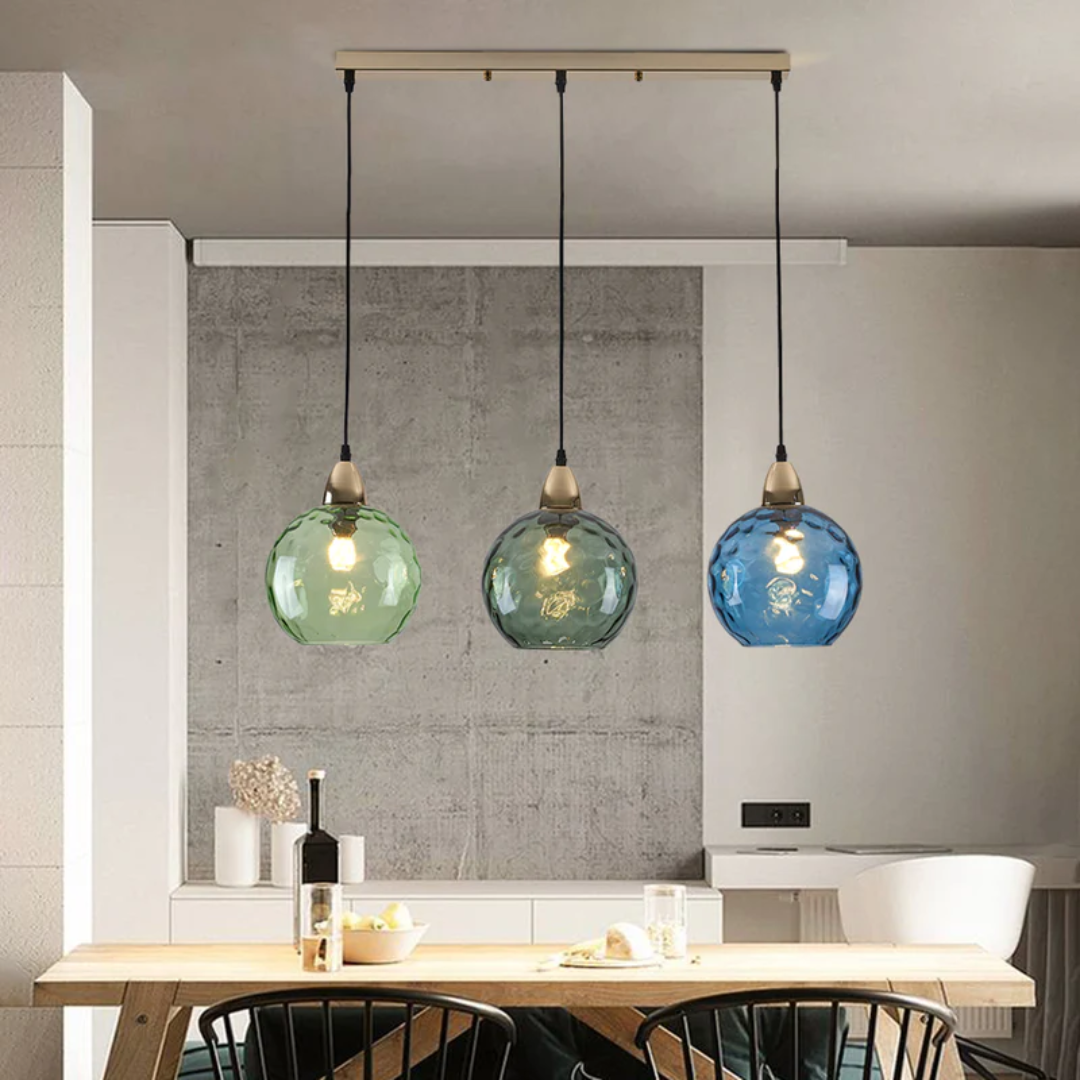 Beautiful 3-light cascade ceiling lamp, modern adjustable height for kitchens.