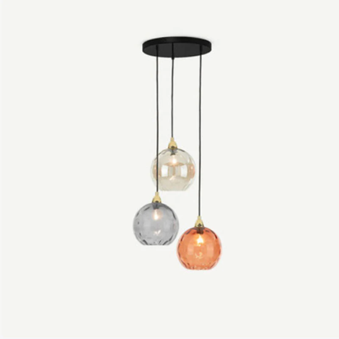 Bedroom modern 3-light cluster lamp, elegant adjustable pendant lighting.