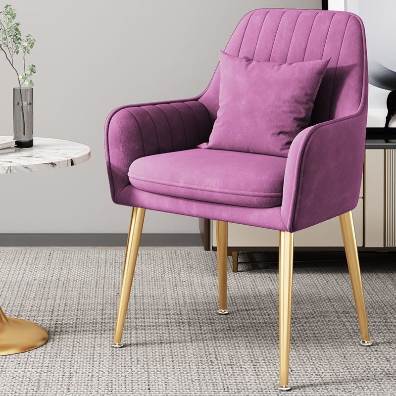 White accent chair with gold legs, bright and modern for any room.