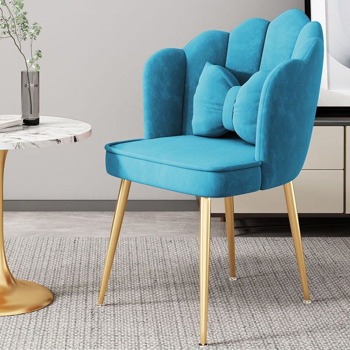 Stylish accent chair, gold frame legs, perfect blend of comfort & elegance.