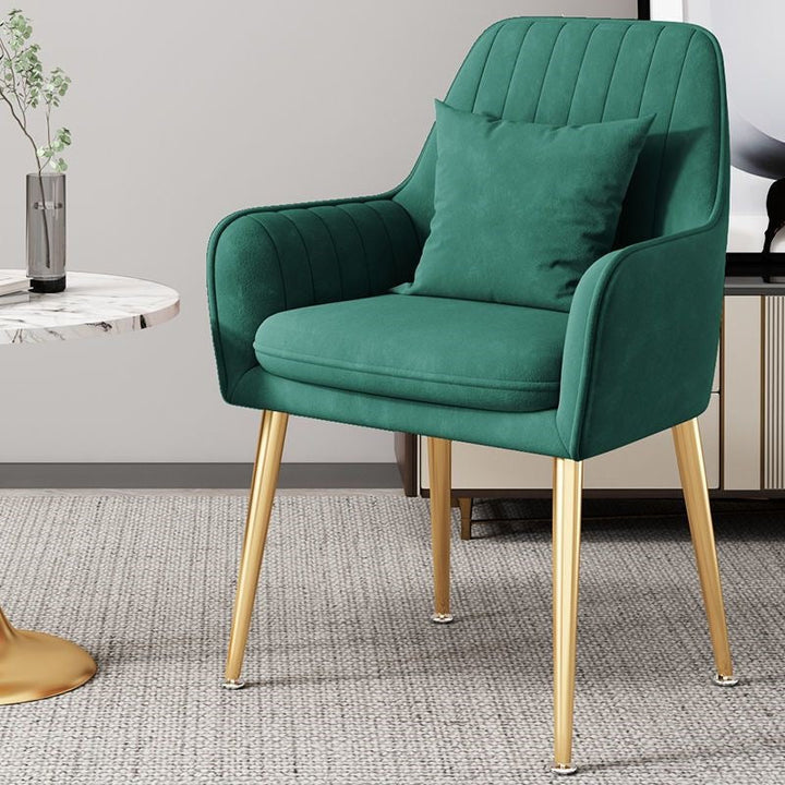 Office lounge chair with gold legs, comfortable and chic for clients.