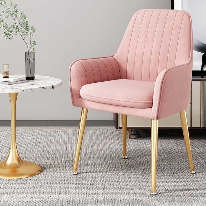 Modern leisure chair, gold metal legs, perfect for relaxation.