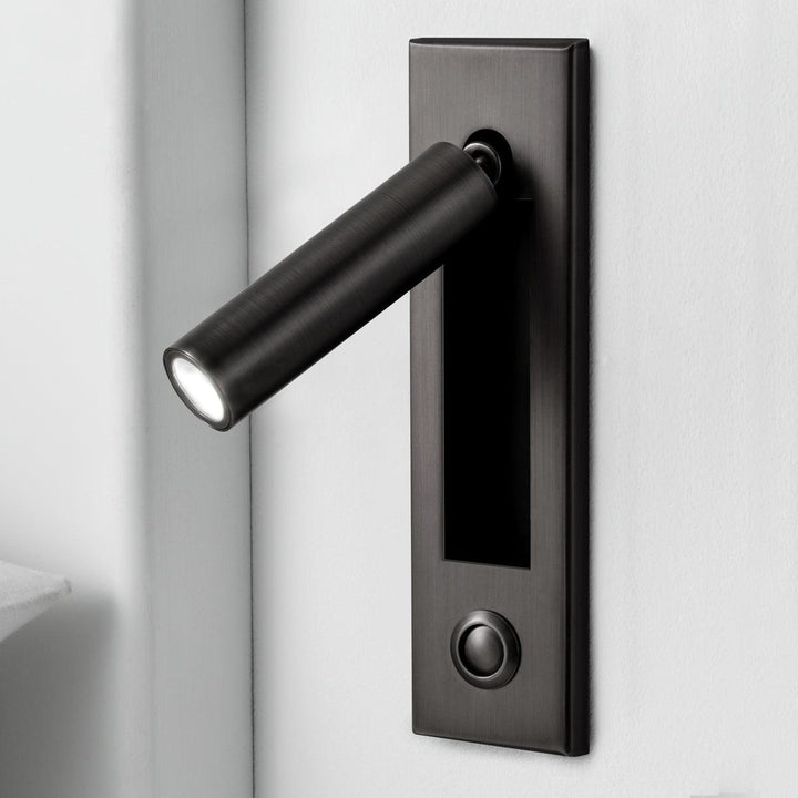 Modern LED bedroom wall light, adjustable for reading, adding sleek home lighting.