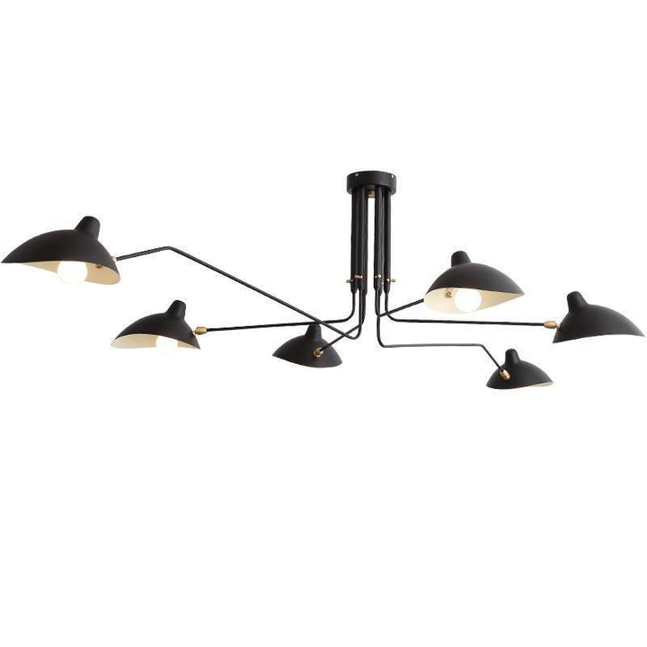 Modern adjustable multi-arm ceiling light, sleek metal fixture for contemporary living rooms.