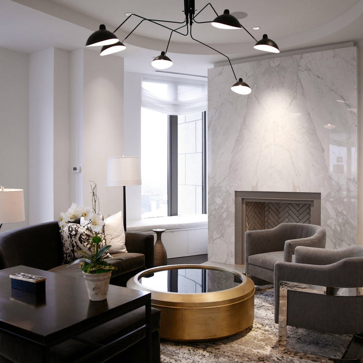 Elegant adjustable multi-arm ceiling lamp, contemporary metal design for bright kitchens.