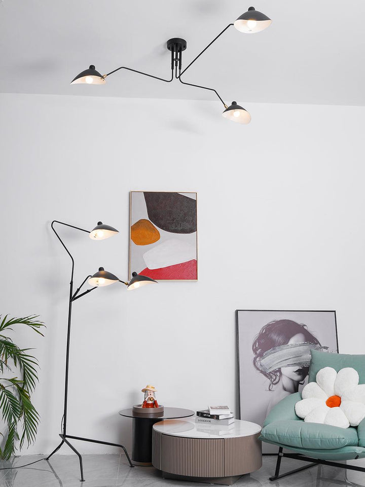 Stylish adjustable multi-arm ceiling light, metal fixture for modern living rooms.