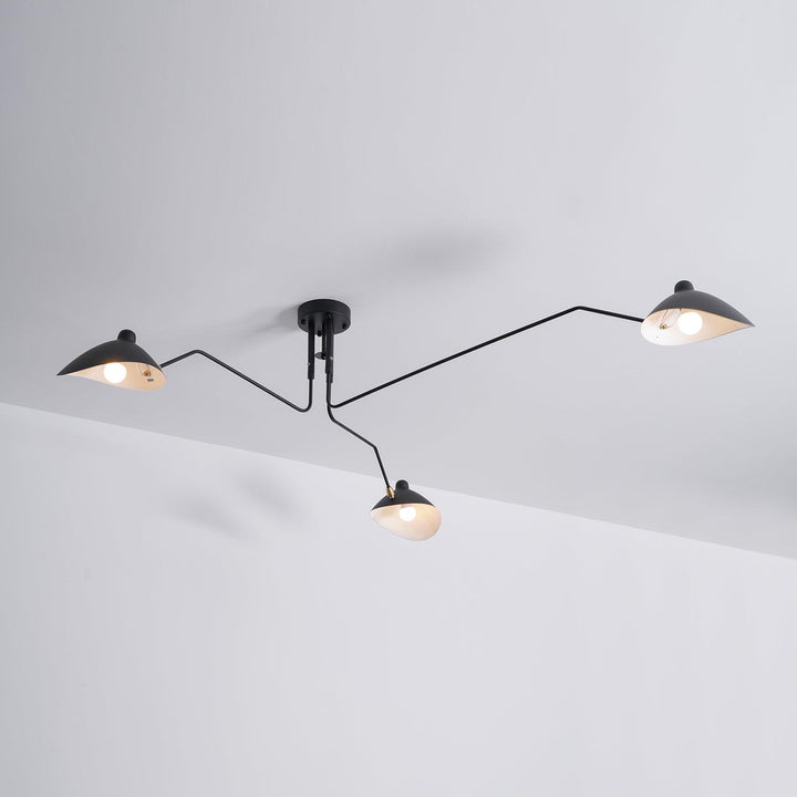 Sleek adjustable multi-arm ceiling lamp, metal design for minimalist living spaces.