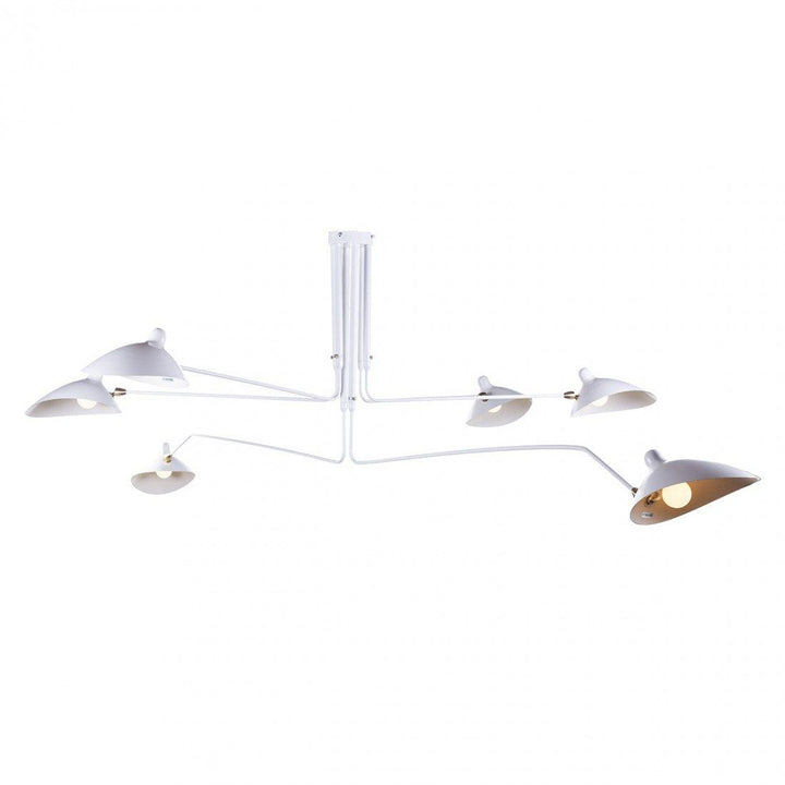 Stylish adjustable multi-arm ceiling lamp, sleek metal design for living room.