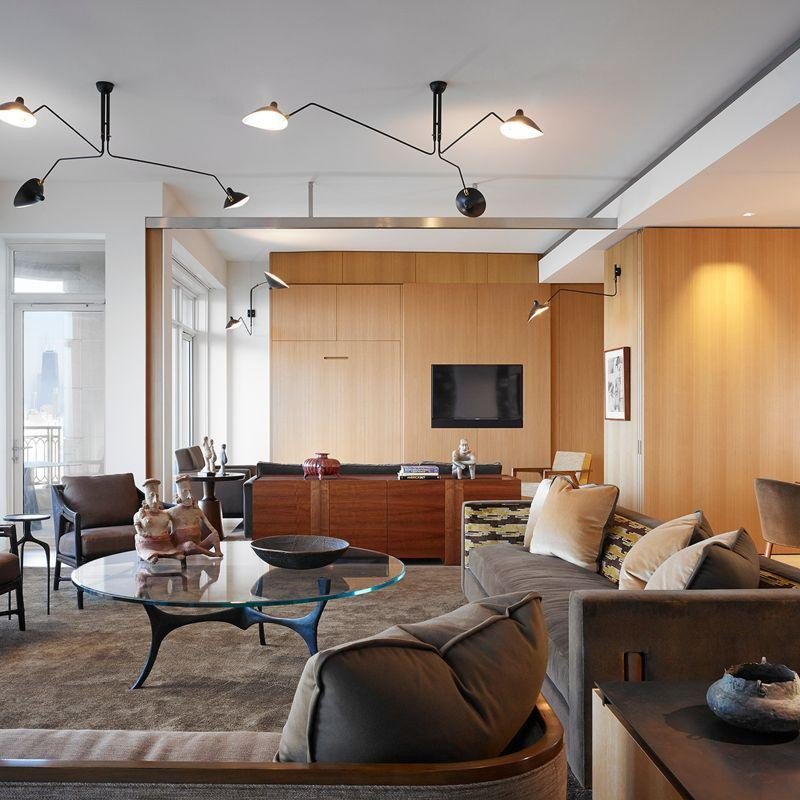 Sleek adjustable multi-arm ceiling light, minimalist metal fixture ideal for home decor.