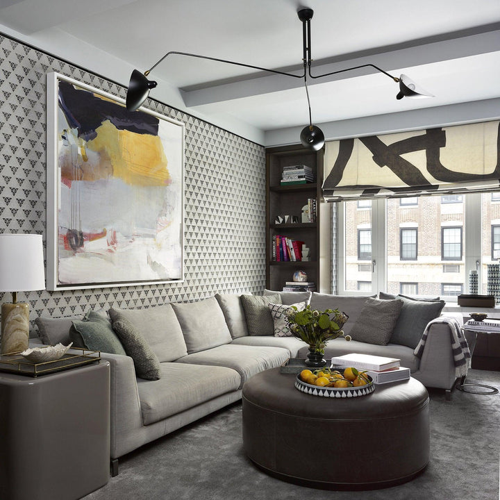 Contemporary adjustable multi-arm ceiling light, metal for modern kitchen decor.