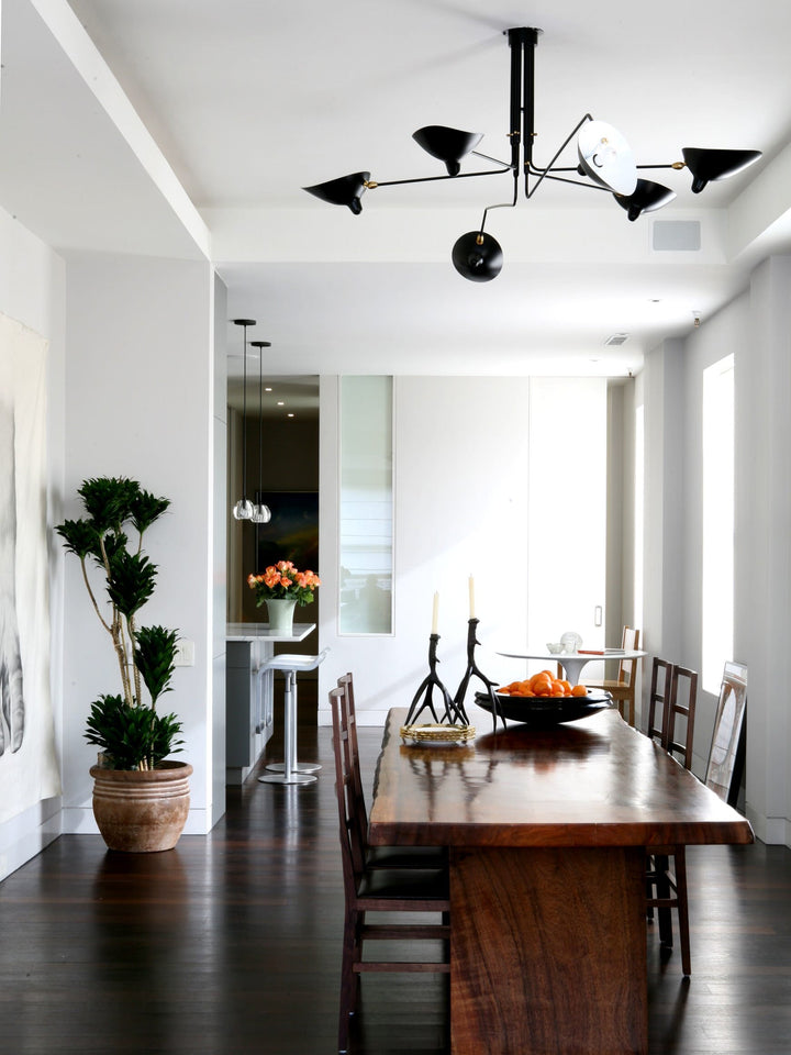 Elegant multi-arm adjustable ceiling lamp, metal fixture for stylish entryways.
