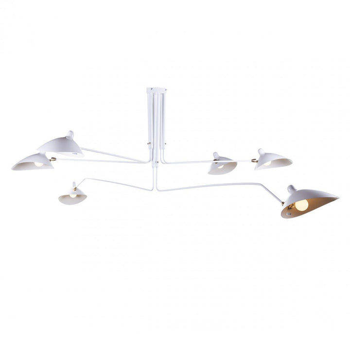 Modern multi-arm adjustable ceiling light, metal design for contemporary office.