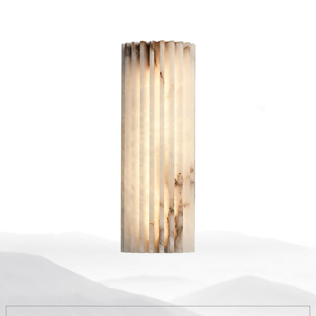 Alabaster wall sconce featuring modern LED technology, providing a warm and inviting light.
