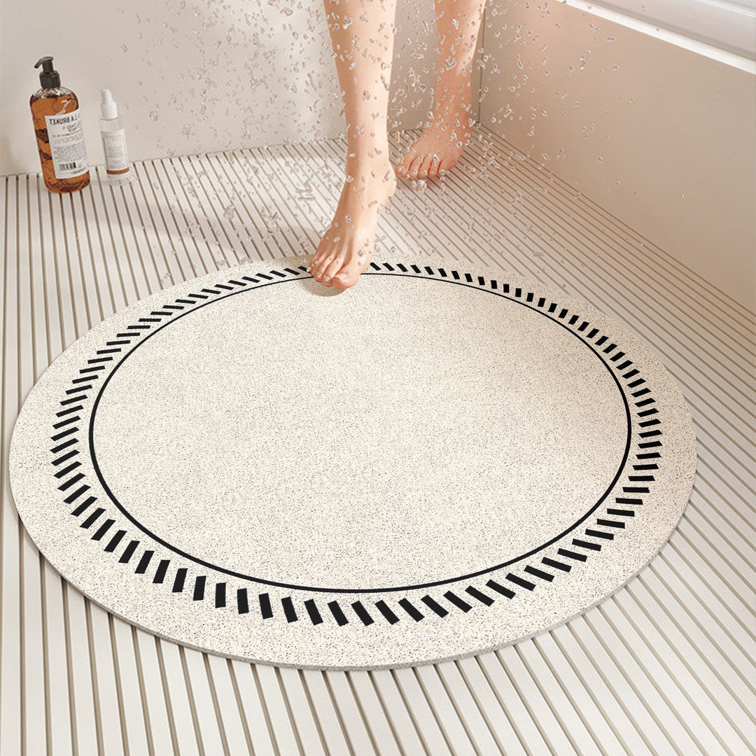 Non-slip square shower mat ensures bathroom safety. Quick-dry, geometric modern floor mat for contemporary home decor.