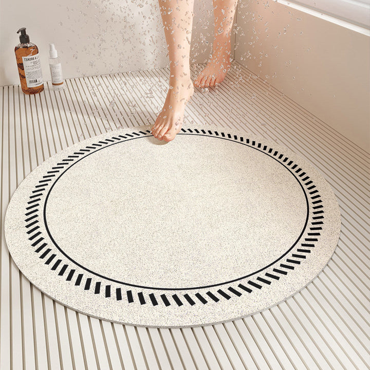 Non-slip square shower mat ensures bathroom safety. Quick-dry, geometric modern floor mat for contemporary home decor.