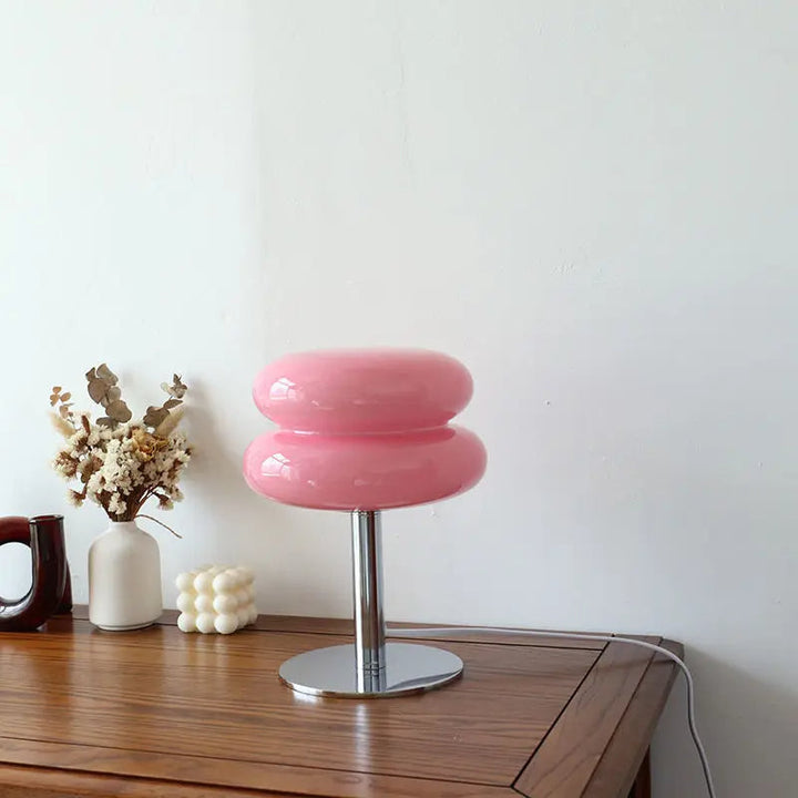 Elegant Bauhaus designer LED desk lamp, dimmable ambient light for reading or home accent.