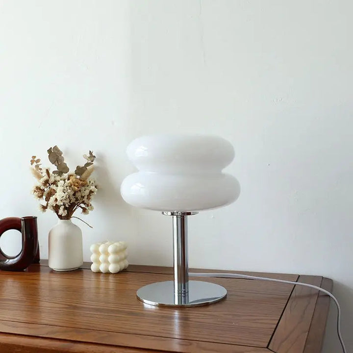 Dimmable LED table lamp in modern Bauhaus style, versatile ambient/reading light for desks.