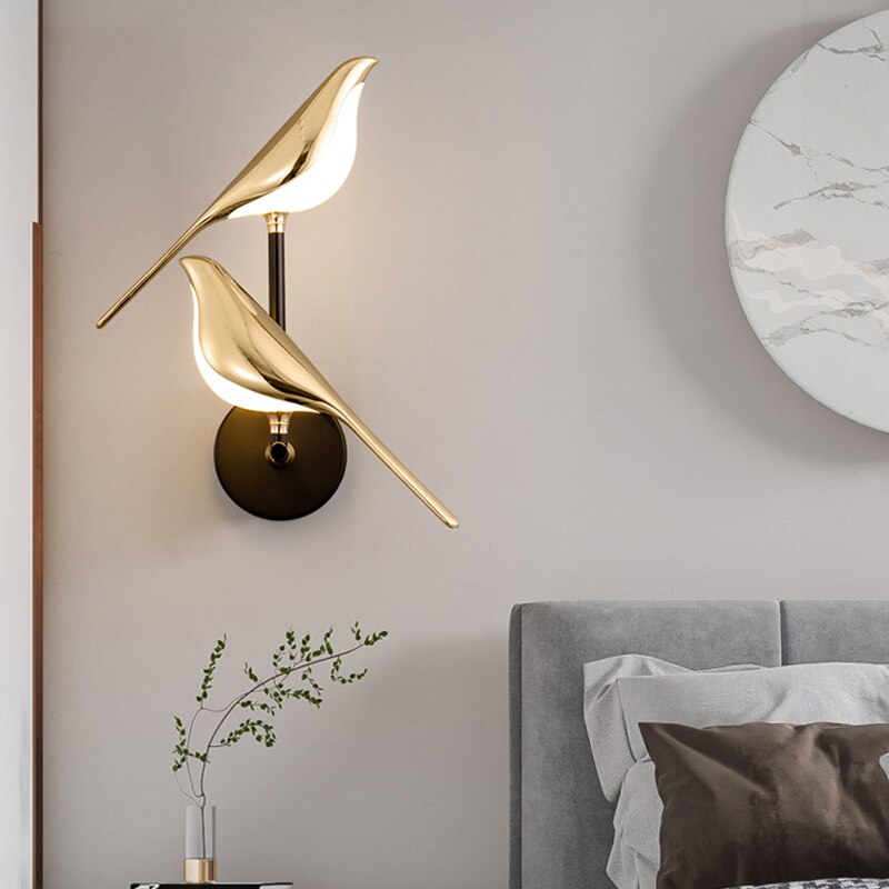 Stylish modern bird wall light. Magnetic LED lamp provides flexible, unique lighting for any room.