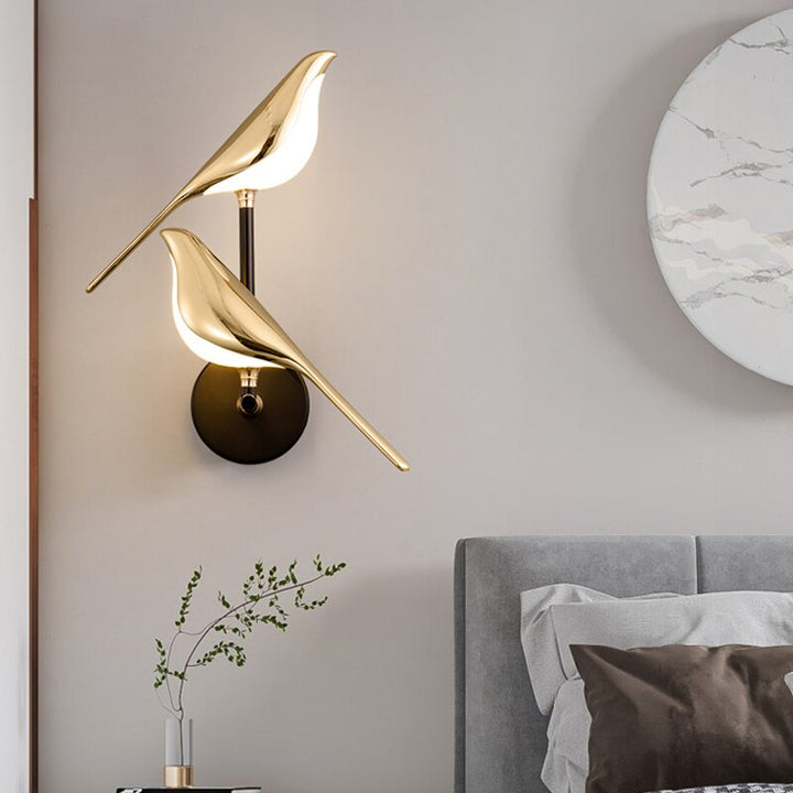 Stylish modern bird wall light. Magnetic LED lamp provides flexible, unique lighting for any room.