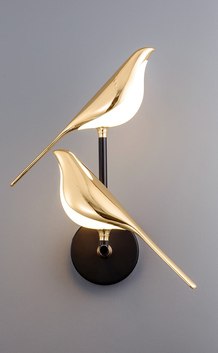 Artistic bird design wall lamp with magnetic flexibility. Perfect modern LED light for hallway & bedroom.