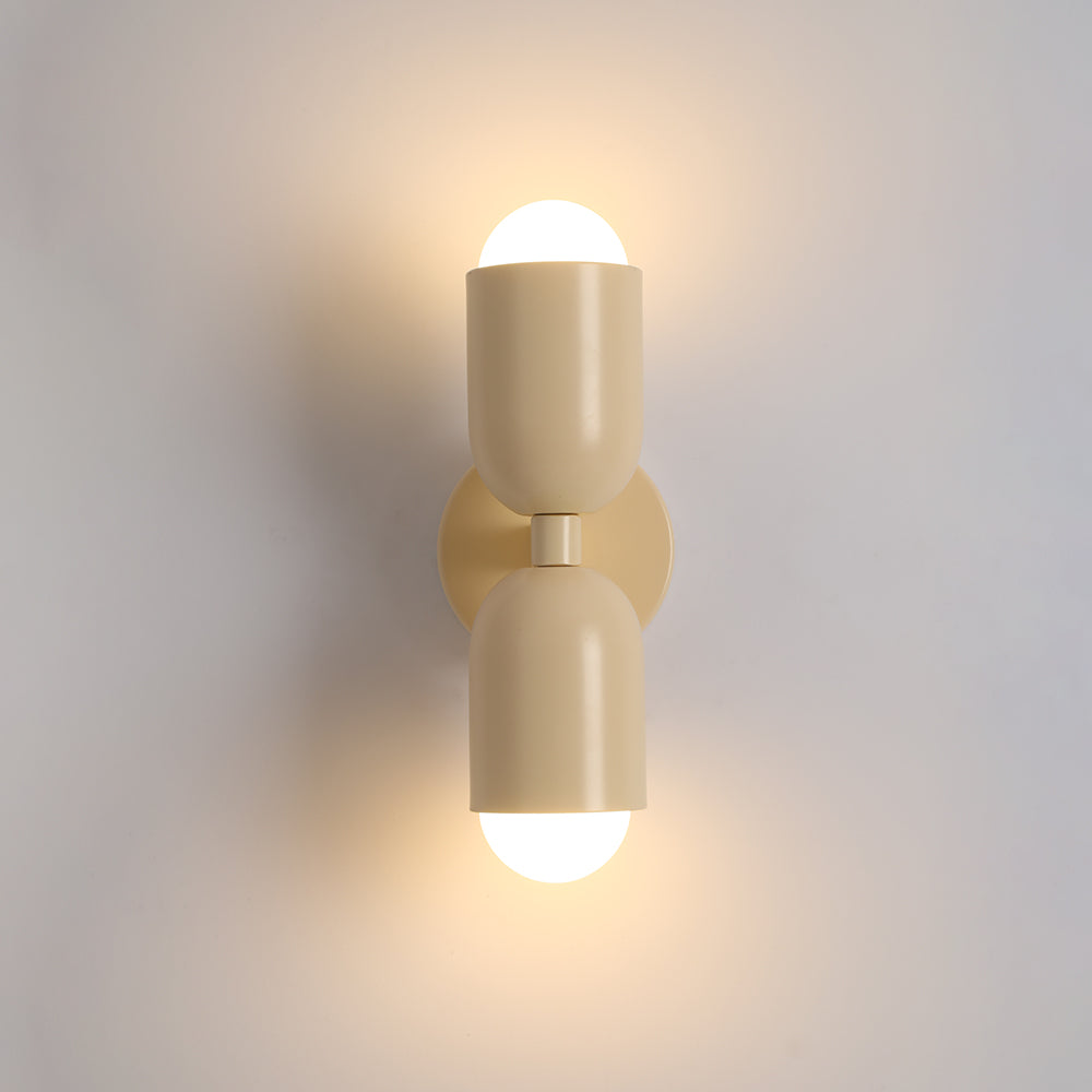 Purple sleek LED wall light, cylinder shape, unique modern home decor.