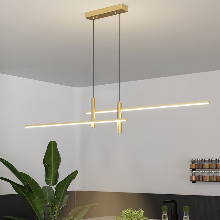 Minimalist black linear pendant. Adjustable LED for kitchens & dining rooms. Sleek modern design.