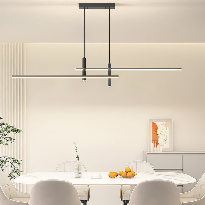 Modern black linear ceiling light. Adjustable LED for kitchens, sleek minimalist dining room fixture.
