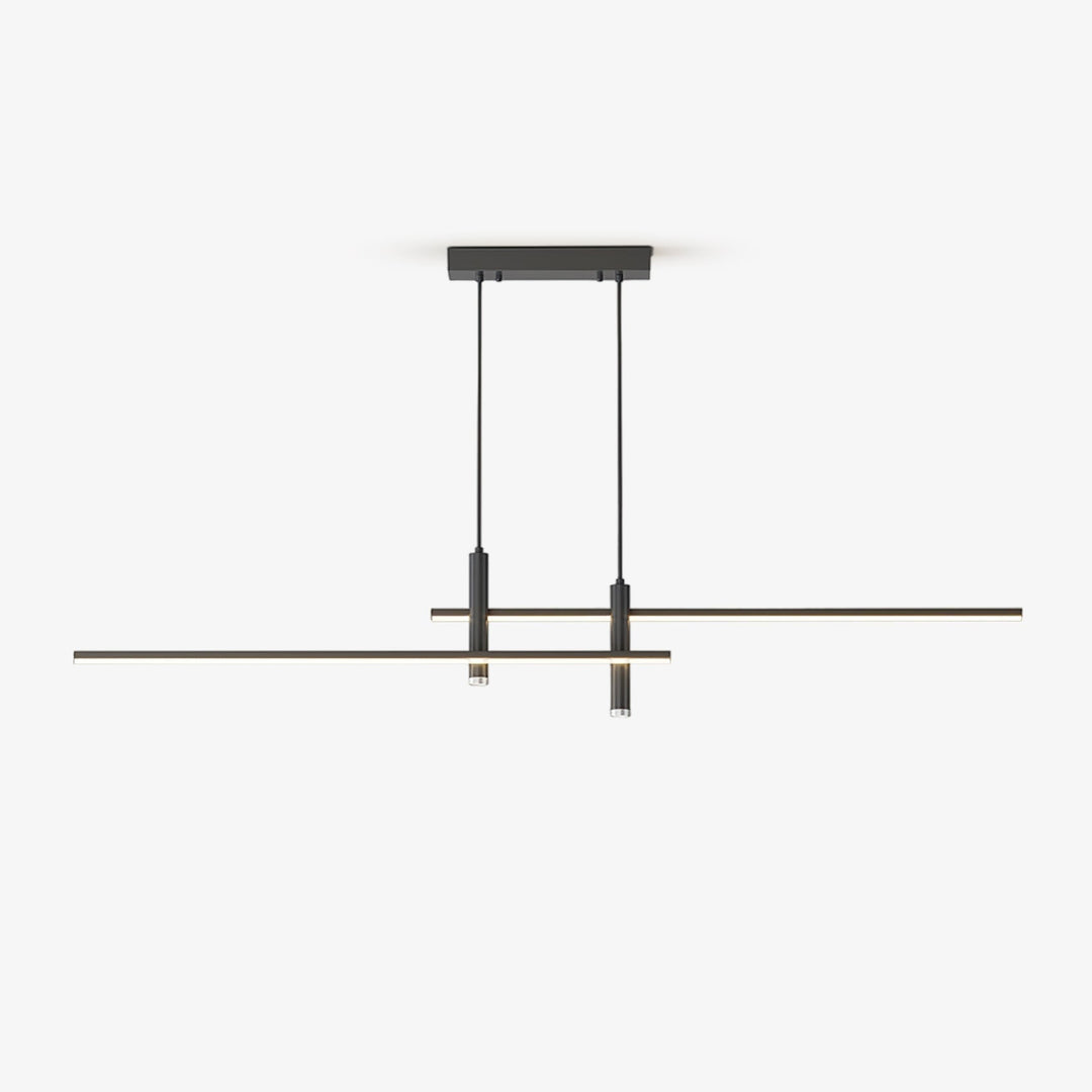 Modern black linear kitchen light. Adjustable LED pendant, sleek design for dining rooms.