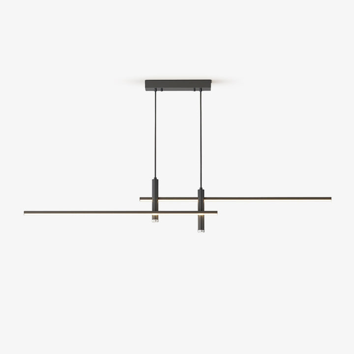 Modern black linear kitchen light. Adjustable LED pendant, sleek design for dining rooms.