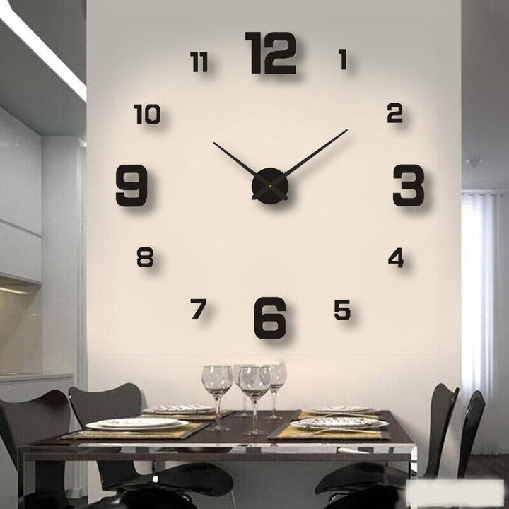 Modern black quartz statement wall clock, perfect for contemporary home decor.