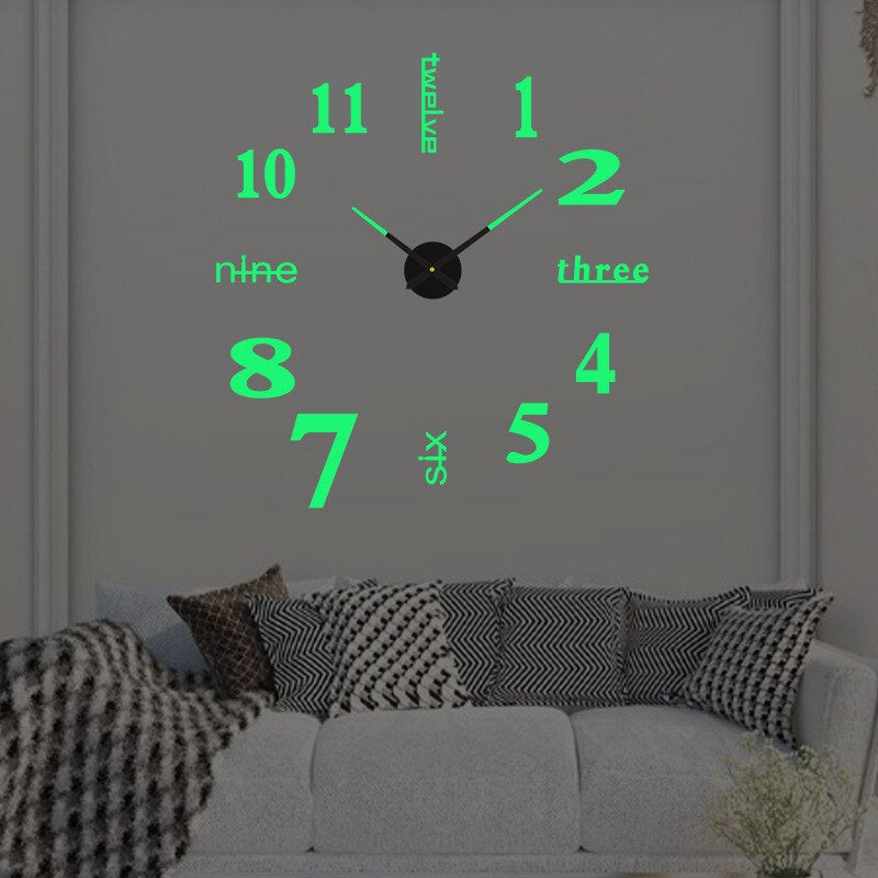 Large modern black quartz wall clock, a bold decorative statement for living rooms & offices.