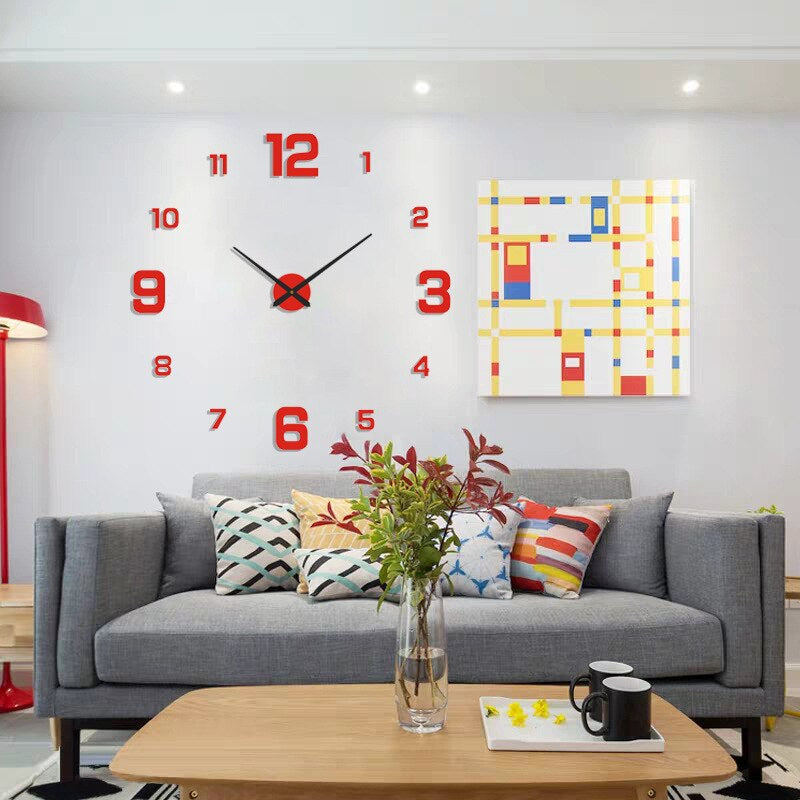 Decorative black quartz wall clock, a unique modern accent for any room.