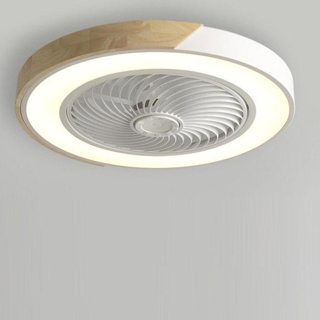 Quiet bladeless ceiling fan with powerful airflow, integrated LED light, and remote control for modern homes.