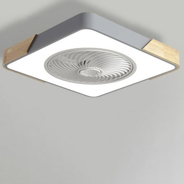 Easy-install modern bladeless ceiling fan, LED light with remote, a sleek flush mount indoor lighting fixture.