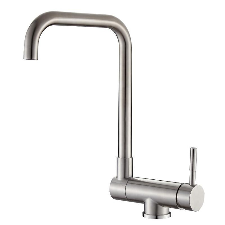 Functional 360° swivel kitchen faucet, single handle, deck mounted, black finish for contemporary kitchens.