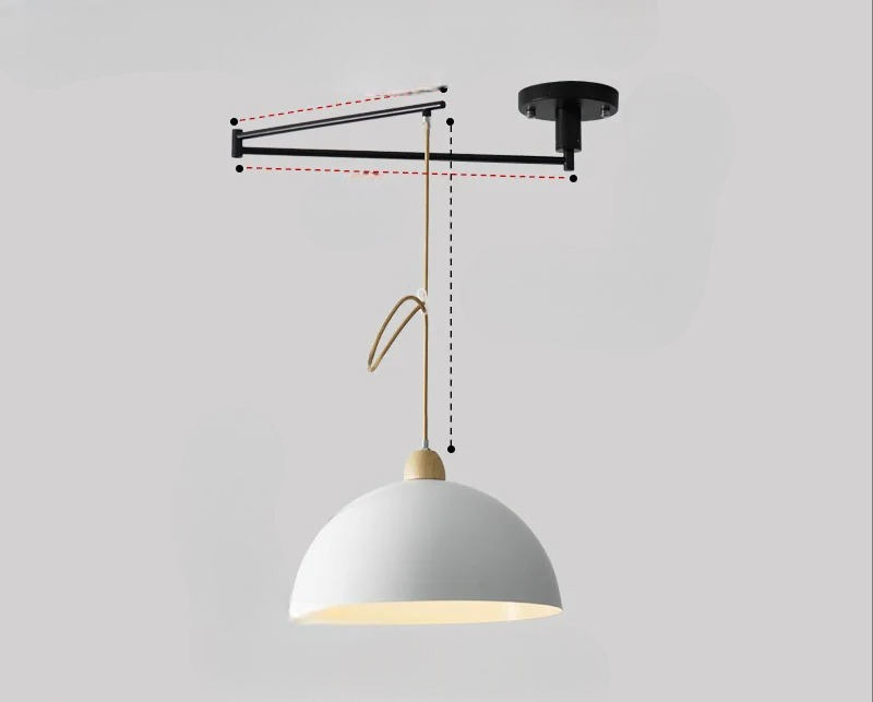 Modern ceiling light with adjustable arms, offering dynamic illumination for contemporary living rooms.