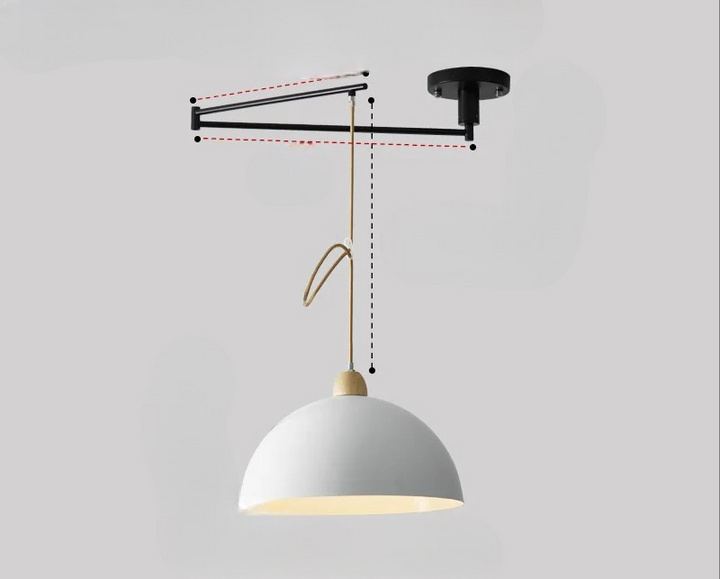 Modern ceiling light with adjustable arms, offering dynamic illumination for contemporary living rooms.