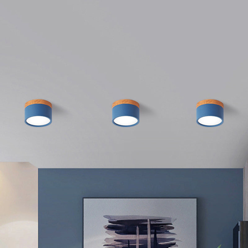 Stylish compact LED flush mount light. Cylindrical ceiling fixture ideal for modern home, kitchen & room lighting.