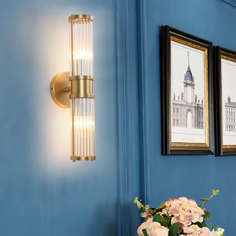 Chic 1-light gold and crystal wall sconce, ideal for modern bedrooms, hallways, or living rooms.
