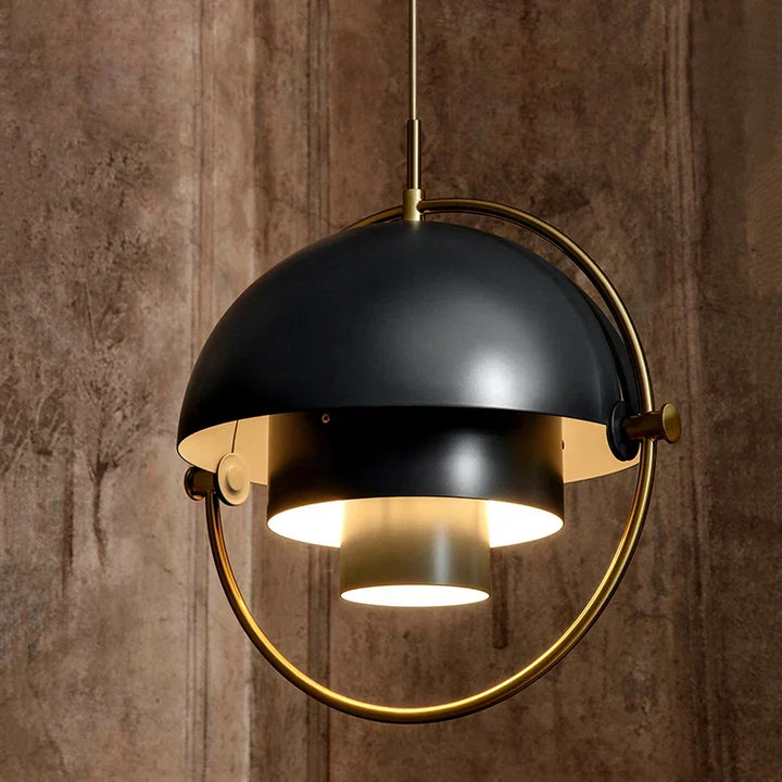 Close-up of minimalist LED pendant lamp, showcasing modern Danish design & industrial style.