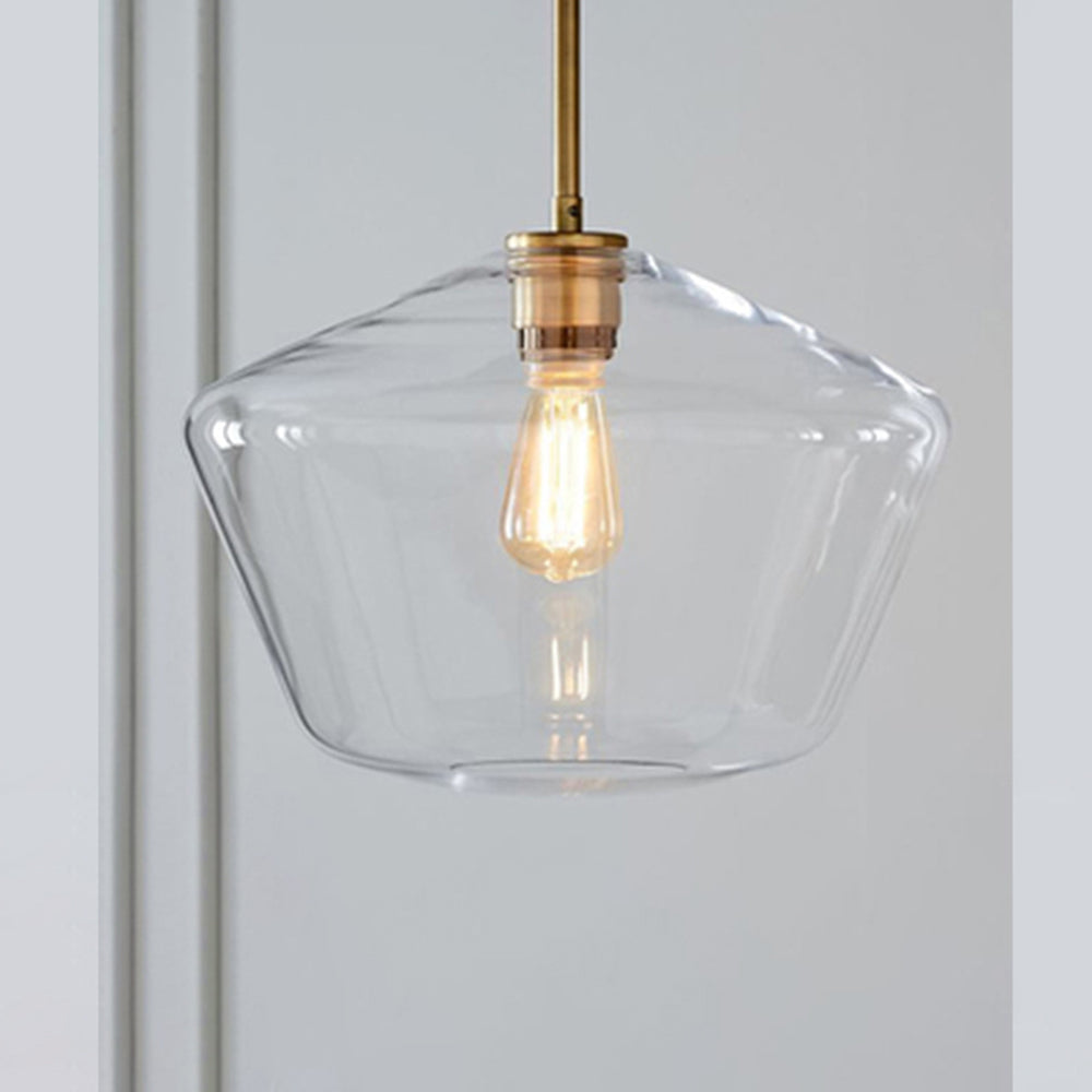 Crystal clear glass diamond pendant light, modern home decor.