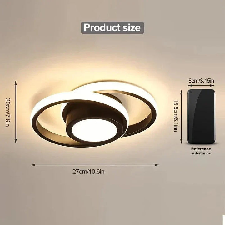 Black Dimmable LED Flush Mount Ceiling Light. Modern lighting perfect for contemporary living rooms & bedrooms.