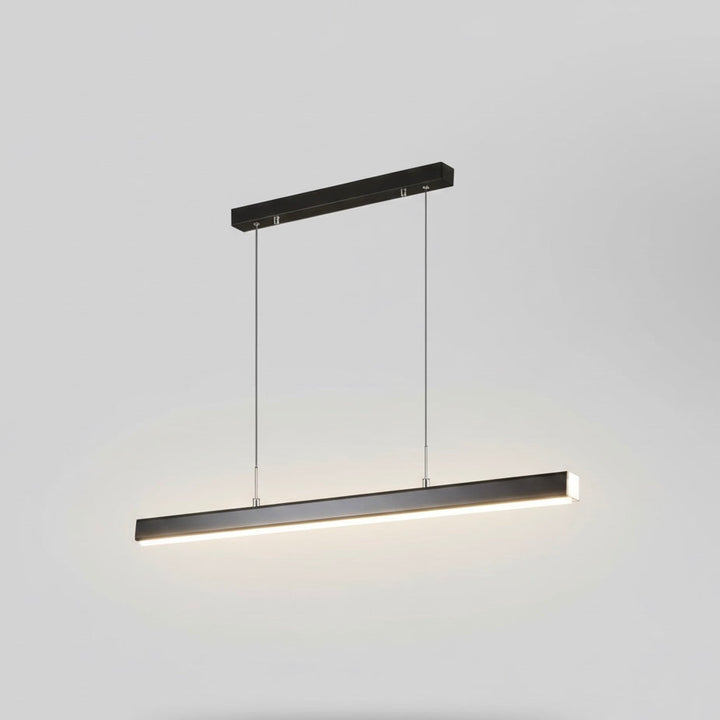 Modern dimmable LED pendant light, adjustable color and brightness, ideal for kitchen islands.