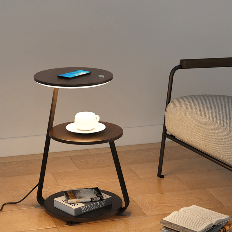 Designer storage table, contemporary stone top, sturdy steel frame & unique double layer.