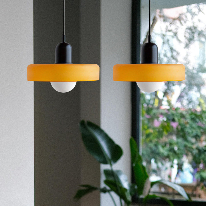 Dual-tone modern pendant light for contemporary living room, elegant glass.