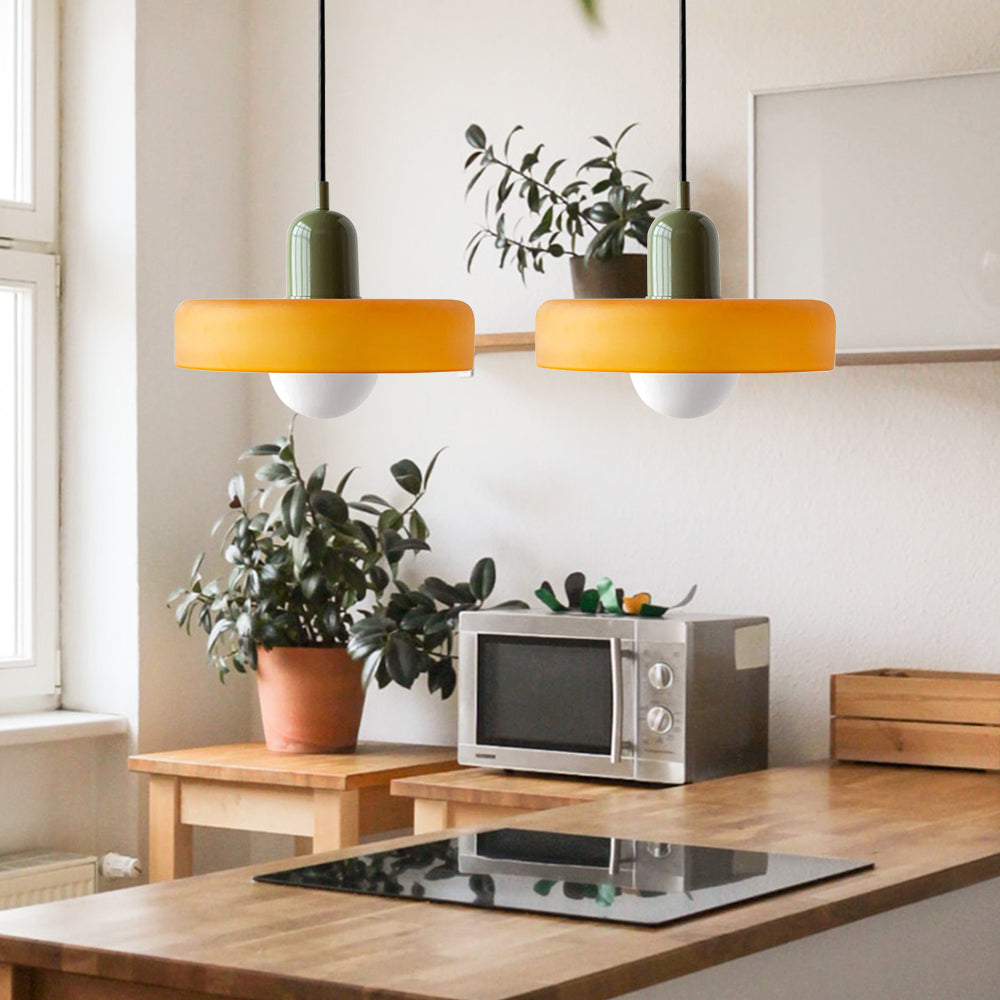 Stylish double glass pendant light, modern ceiling fixture for sophisticated homes.